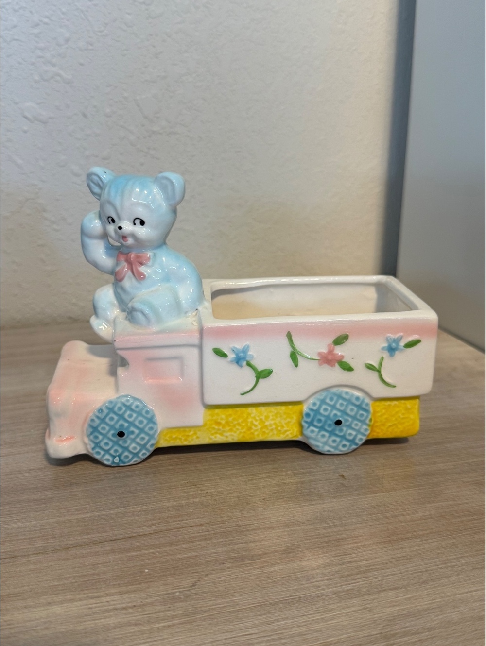 Vintage Ceramic Bear Truck Planter